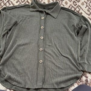 HEIMISH USA Olive Striped Button Down Shirt
